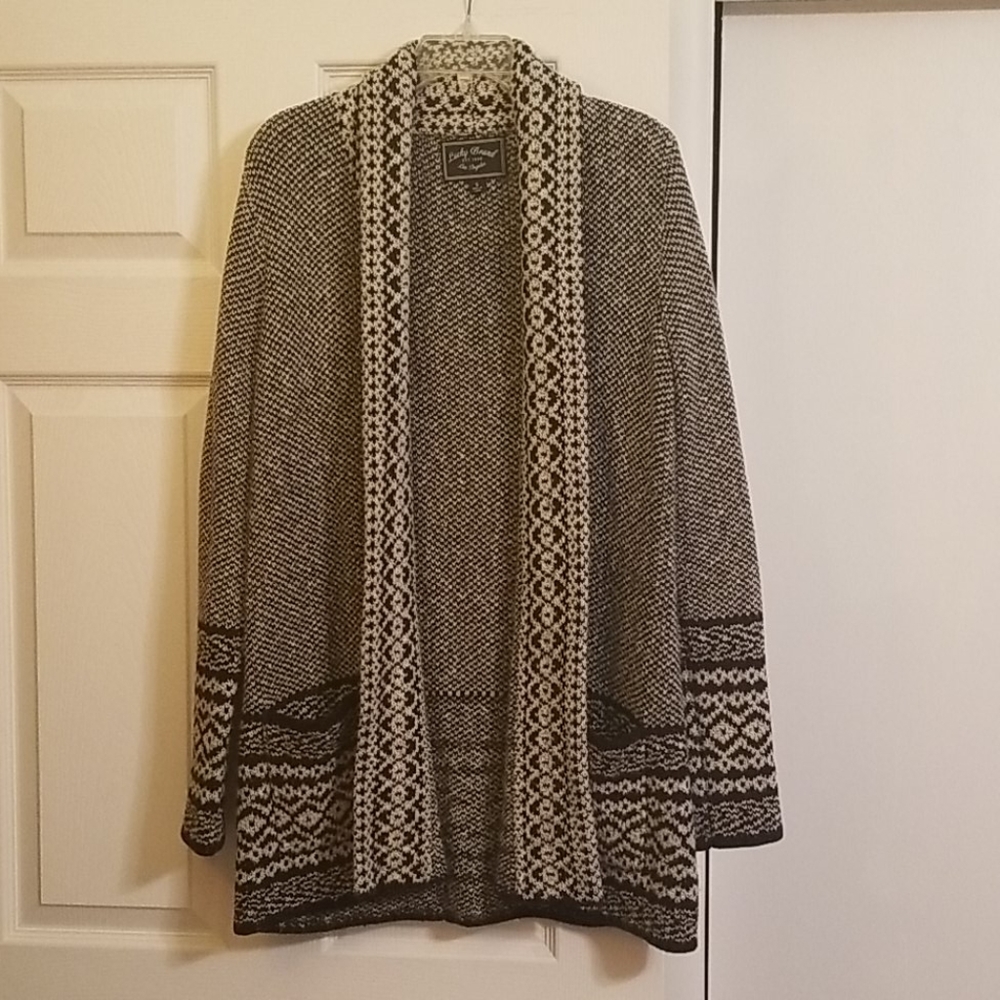 Lucky Brand, Black/Gray, Long Cardigan Sweater